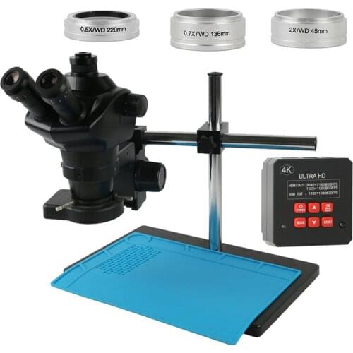 Simul Focal 4X-100X Continuous Zoom Trinocular Microscope 4K 1080P 38MP HDMI USB Video Camera For PCB Solder Repair Inspection