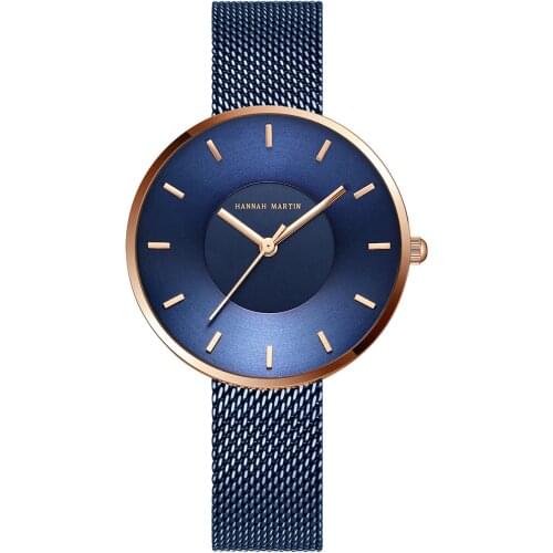 JAPAN MIYOTA 2035 Quartz Movement Simple Design Luxury Gift Stainless Steel Band Curved Face Blue Rose Gold Watches For Women