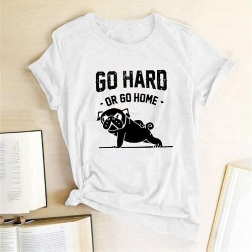 Go Hard or Go Home Printing T-shirts Women Summer Graphic Tees Streetwear Casual Tops for Teens Crew Neck Harajuku Clothes Femme