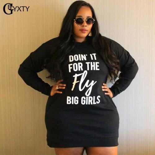 GBYXTY Plus Size 5XL 2021 Autumn Winter Women Letter Print Hooded Sweatshirt Dress Big Size Long Sleeve Hoodies Dress ZL1293