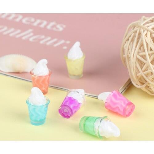 10pcs 1/12 Dollhouse Miniature Pretend Food Candy Color Ice Cream Cup Drink For Blyth Bjd Doll House Kitchen Decor Toys