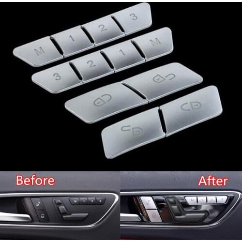 12Pcs Car Door Memory Seat Lock Unlock Adjust Switch Button Cover Trim Sticker For Mercedes Benz CLA/GLA/GLK/GLE/CLS/GL/ML/A/B/E