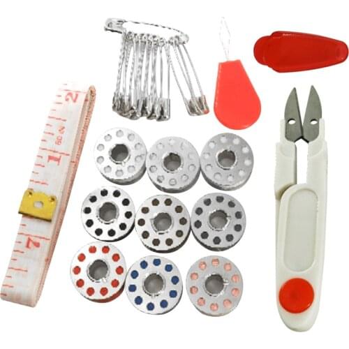 22Pcs/set Bobbins Spools Ruler Scissors Pins Needle Sewing Threader for Sewing Machine Household Sewing Tools