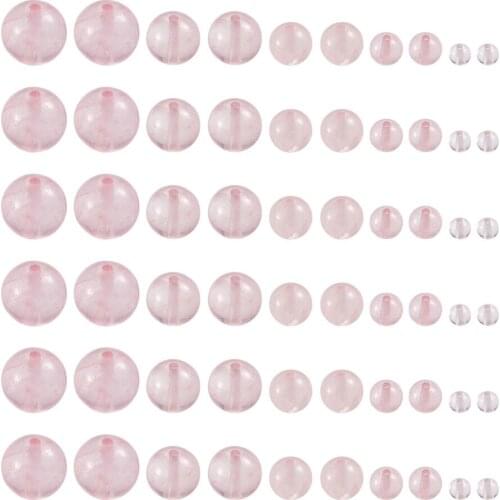 225Pcs Natural Rose Quartz Gemstone 5 Sizes Loose Round Stone Spacer Beads for DIY Bracelet Necklace Jewelry Crafts