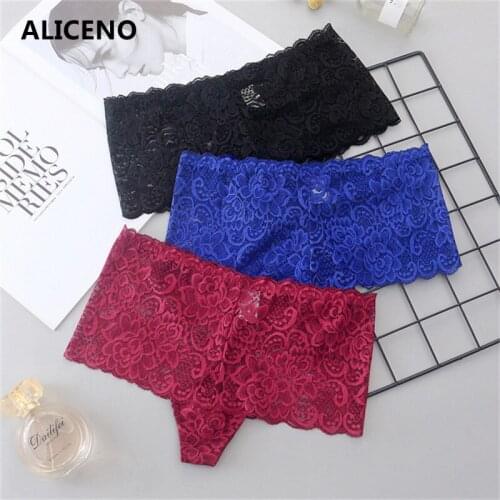3pcs/lot Sexy Lace Floral Women Underwear Briefs String Lingerie Thong Seamless Panties Transparent Female Intimates 3323