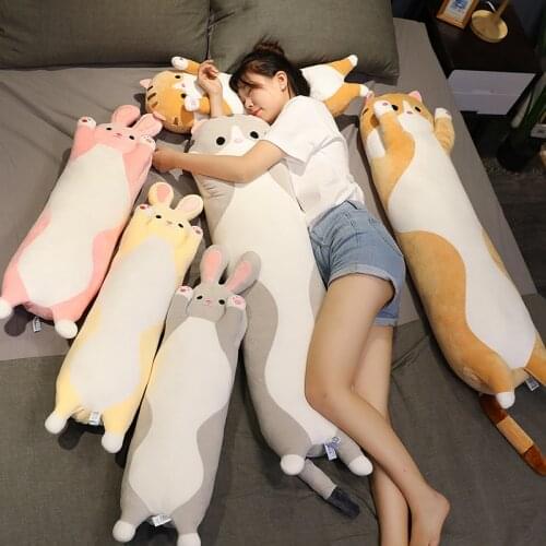 50/70/90cm Soft Cute Plush Long cat pillow pig Sleep Cotton doll toy Office lunch Sleeping Pillow birthday girls Cushion