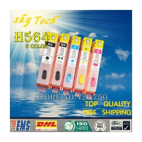 5PK Empty Refillable Cartridge suit for HP564XL ,suit for HP D5460 D5463 D5468 C5324 C5370 C5373 C5380 etc , With ARC Chips