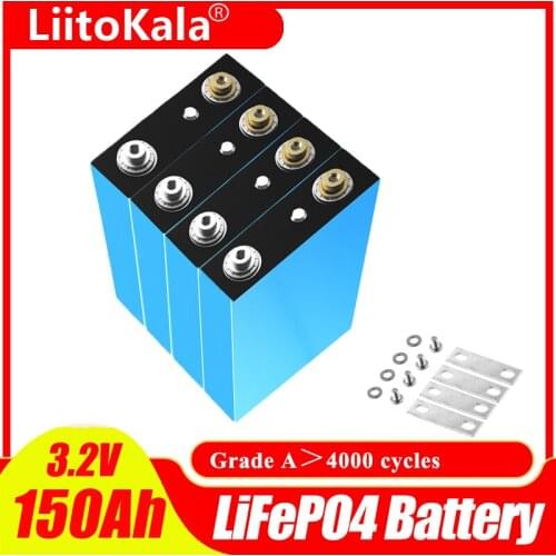 LiitoKala 3.2V 150Ah Lifepo4 Battery super grade A DIY 12V 24V 48V 130ah Rechargeable Battery Pack for RV Solar Storage System