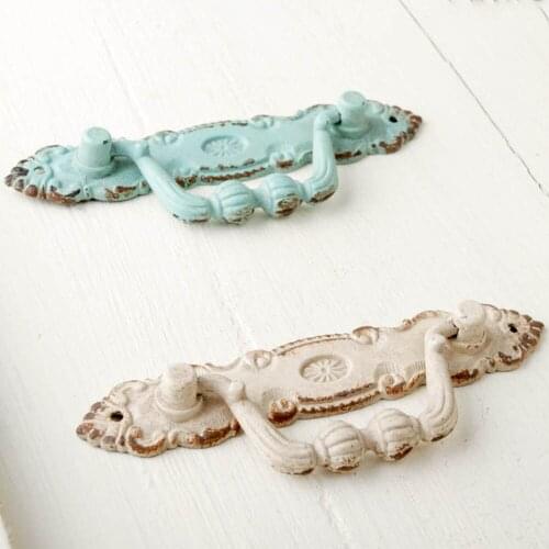 American Style Ring Design Blue White Color Retro Handle For Wardrobe Showcase Window Drawer Desk Home Office Hotel Decoration