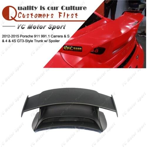 Car Accessories FRP Fiber Glass GT3 Style Rear Spoiler Fit For 2012-2015 911 991.1 Carrera & S & 4 & 4S Rear Trunk with GT Wing