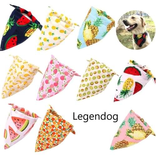 Fruit Print Pet Dog Bandana Small Dog Cat Scarf Adjustable Cotton Dog Puppy Bandanas Bibs Summer Pet Dog Grooming Accessories