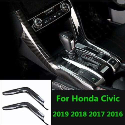 For Honda Civic 2019 2018 2017 2016 Central Control Gear Shift Panel Trim ABS Carbon Fiber Style Interior Decoration Accessories