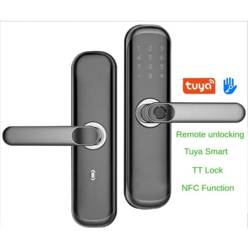 TUYA smart TT lock with one grip to open the door fingerprint password swipe card bluetooth wooden door electronic integrated