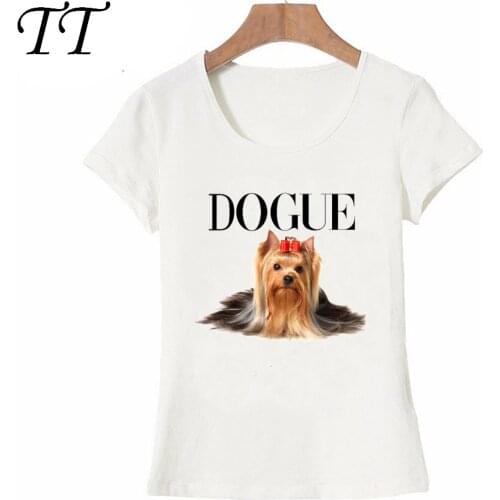 Hipster Yorkshire Terrier Dogue T-Shirt Summer Punk Women T-Shirt Maiden Casual Funny Dog design Fashion Woman Tops