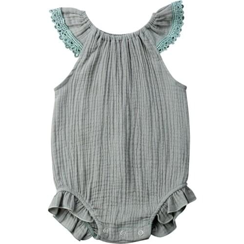 0-18M Newborn Boy Girl Summer Ruffle Sleeve Romper Baby Short Sleeve Jumpsuit Sunsuit Outfits