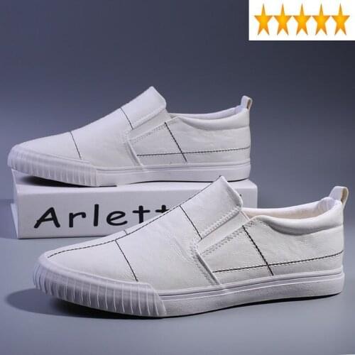 Mens Leather Casual Pu Low Cut Flats Slip On Loafers Plaid Zapatos De Hombre Trainers Spring Summer Outside Leisure Shoes