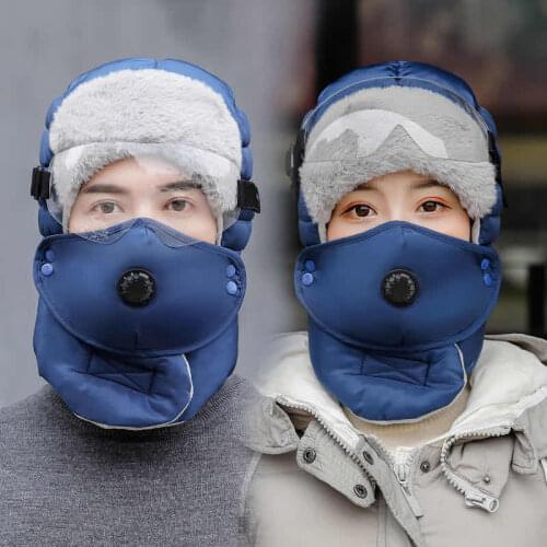 Fashion Women Men Winter Waterproof Hood Pilot Hats Leifeng Hats Bomber Hat With Goggles For Boy GirlBreathing Earflaps Caps