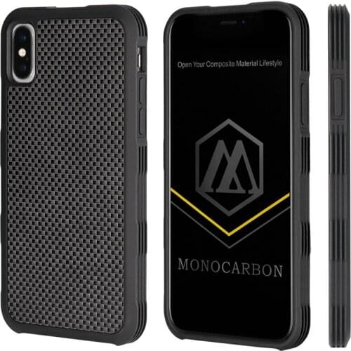 MONOCARBON 3D Textured Carbon Fiber Case for iPhone XS XR XS Max - Shockproof Full Sides Protection Drop Tested