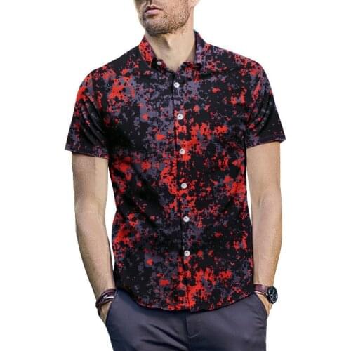 Hot New 2019 Summer Casual Red Fire 3D Print Short Sleeve Shirt Men Fashion Clothing Loose Streetwear Trend Beach Shirts US Size