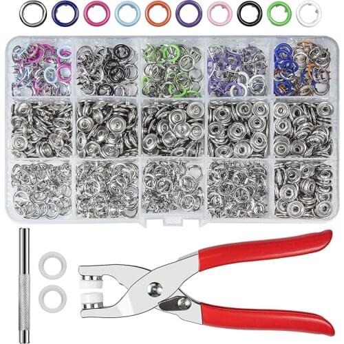 Artracyse 200 Sets 10 Colors 9.5mm Metal Snaps Buttons with Fastener Pliers Press Tool Kit for For Sewing Crafting DIY Clothing