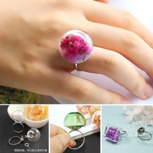 2PCS Glass Ball with Screw ring findings set hollow glass globe vials glass bottle jewelry findings