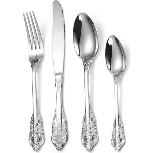 Europe Royal Dinner Luxury Cutlery Set Gold Dinnerware Stainless Steel Spoon Fork knife Kitchen Western Silverware Tableware set