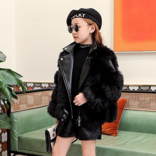 New 2021 Winter Fashion Baby Girls Outerwear & Coats Childrens Faux Fur Girls Coat Kids Fake Fur Clothes Thick Warm Outwear D66
