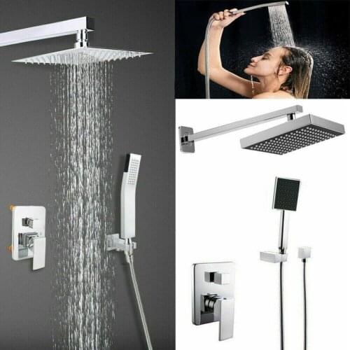 New Bathroom Stainless Steel Shower Set Household Bathtub 2-way Diverter Valve Rainwater Shower Faucet Set Handheld Spray Brush