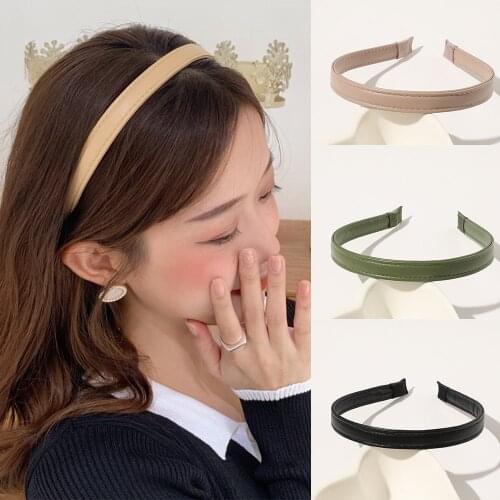 New PU Faux Leather Headbands Women Hairband Hair Hoop Girl Fashion Simple Hair Bands Non-slip Elasticity Bezel Hair Accessories