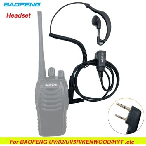 Original Baofeng 2Pin PTT Earpiece Throat Mic Air Headset with Microphone Walkie Talkie for BF-888s UV-5R UV-82 Two-way Radio