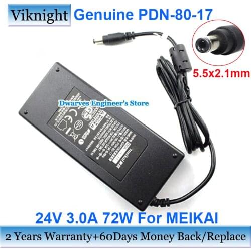 Genuine PDN-80-17 24V 3.0A 72W AC Adapter Power Supply For Meikai MDA038077 Laptop Charger 5.5x2.5mm