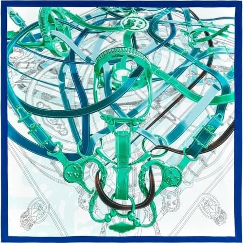 POBING Manual Hand Rolled Twill Silk Scarf Women Belt Print Square Scarves Echarpes Foulards Femme Wrap Lady Bandana Hijab 90CM