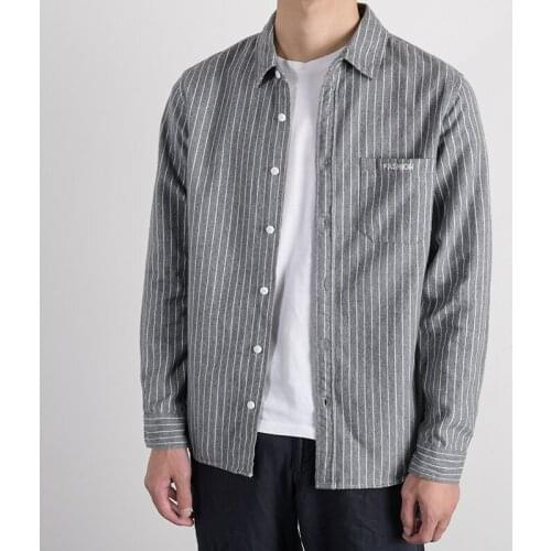 Spring and autumn pure cotton long-sleeved shirt men brand fashion brushed shirts for men stripe casual comfortable shirt mens