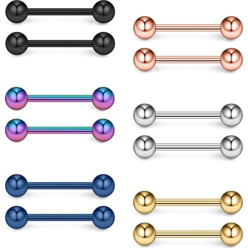 JFORYOU 316L Stainless Steel Nipple Shield Barbell Ring Bar Body Piercing Retainer 14G 14mm 2-12PCS