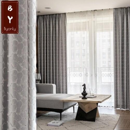 Modern Simple High-precision Jacquard Curtain Full Blackout Geometric Pattern Curtains for Living Dining Room Bedroom