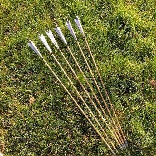 6/12/24Pcs White Fether Handmade Wooden Arrows 32Inch For Archery Shooting Outdoor spords
