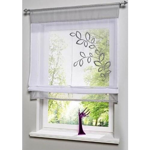 Floral Embroidered Kitchen Tulle Roman Curtain Sheer Voile Sheer Curtains For Living Room Bedroom Kitchen Window Home Decoation