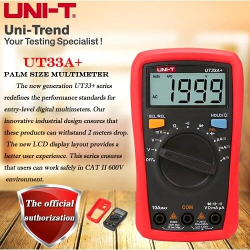UNI-T UT33A+ Pocket Multimeter, 1999 Display Digital Multimeter Resistor / Capacitor / Diode Test Backlight Auto Shutdown