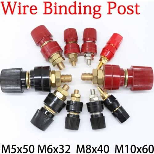 Wire Binding Post Thread Screw M5 M6 M8 M10 Lithium Battery Weld Inverter Clamp Power Supply Connect Terminal Splice Black Red