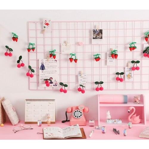 Bayberry Strawberry Felt Ball Handmade Pom Garland String Hanging Ornaments Hair Ball Wall Hanging Pendant Kids Room Decoration