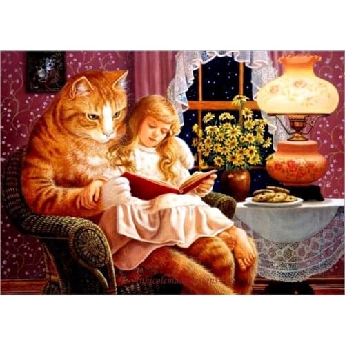 Embroidery Counted Cross Stitch Kits Needlework - Crafts 14 ct DMC Color DIY Arts Handmade Decor - Home is Where the Cat is