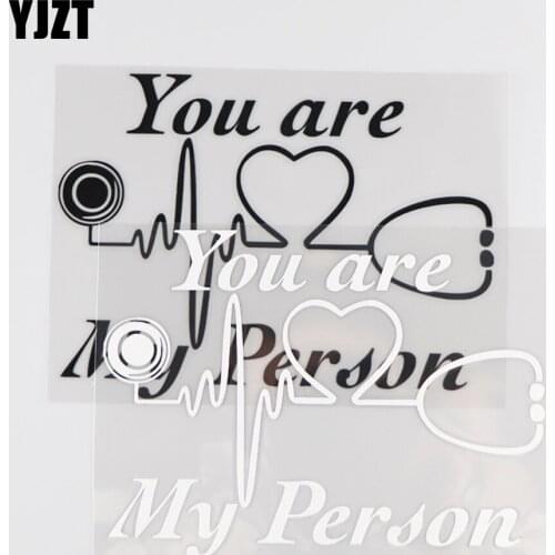 YJZT 15×11.2CM You Are My Person Vinyl Decal Car Sticker Art Cartoon Heartbeat Decor Black/Silver 4C-0423