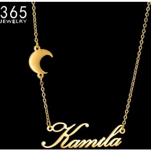 Customized Names Moon Necklace Personalized Stainless Steel Custom Letter Fashion Chocker For Girlfriend Gift Wedding Jewellery