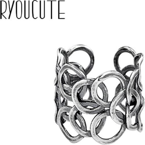 Punk Vintage Large Circle Rings For Women Boho Female Charms Jewelry Men Antique Knuckle Ring Fashion Party Gift