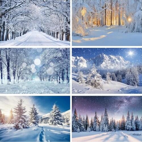 Yeele Photocall Winter Scene Photography Backdrop Snow Tree Starry Night Baby Party Decor Background Photo Studio Photographic