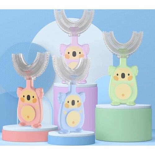 360 Degrees U Shaped Toothbrush Kids Silicon Teeth Brush Cute Cartoon Pattern Children Tooth Oral Care Baby Training Toothbrush