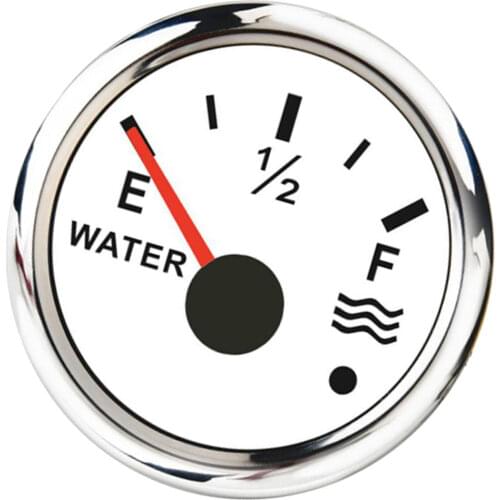 0-190/240-33 Ohm Pointer Water Tank Level Gauge 2 inch 52mm, Waterproof Stainless Stress Frame for Marine Car Truck RV (White)