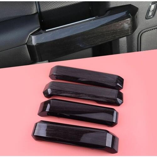 1 Set ABS Black Car Wood Grain Inner Interior Door Handle Covers Trims Fit For Ford F150 2015 2016 2017 2018 2019