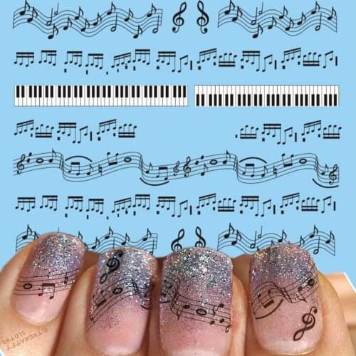 1 Sheets Hot Nail Designs Black Music Note Printing DIY Nails Toes Women Nail Art Sticker Decals Tattoos Tools #New