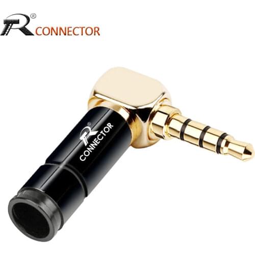 2pcs 3.5mm stereo right angle plug DIY headphone plug 4 pole welding head AUX 3.5 connector repair for 6mm cable